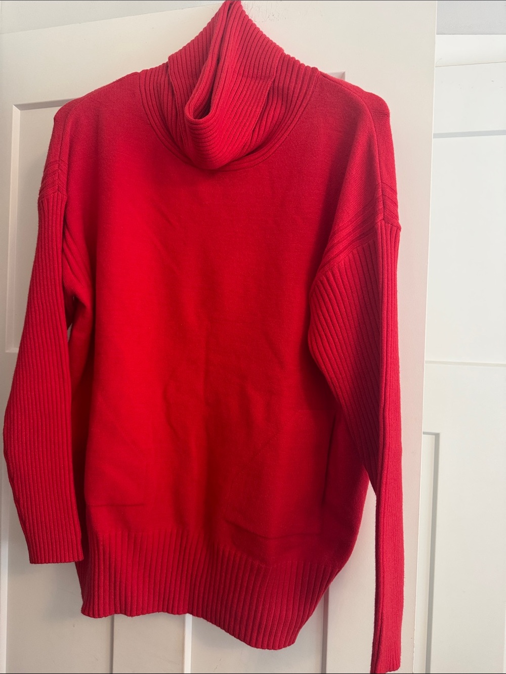 Renuar Red Ribbed Cowl Neck Sweater